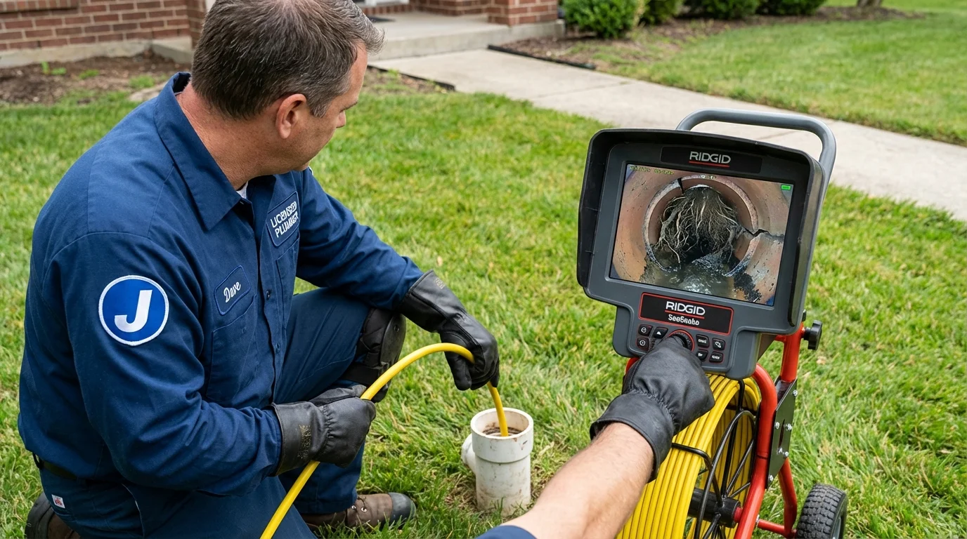Sewer camera inspection being performed by Johns Plumbing LLC in Hitchcock
